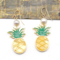 Nouviant design jaune acrylique mignon ananas boucles d&#39;oreilles bijoux